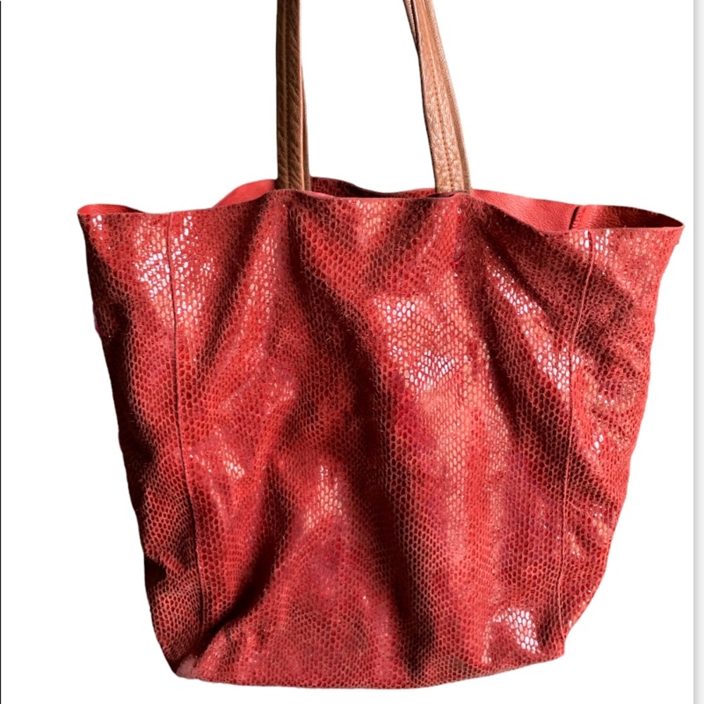 Sorial Iridescent Snakeskin Red Leather Purse
